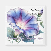 9月の誕生石サファイアと朝顔 マグネット (正面)