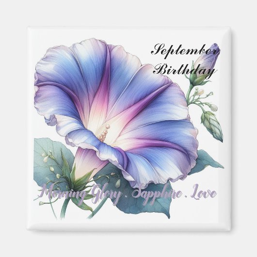 9月の誕生石サファイアと朝顔 マグネット (正面)