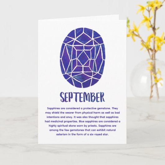 9月の誕生石サファイア誕生日水彩 カード (黄色い花)