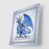 9月の誕生石ドラゴン:サファイア スクエア壁時計 (傾斜)