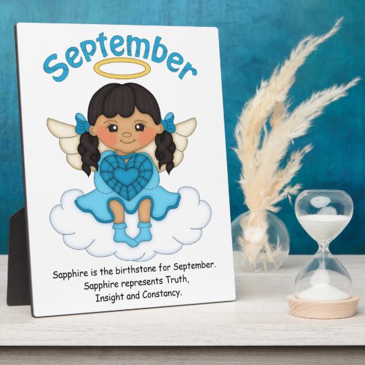 9月の誕生石天使ブラックプラーク フォトプラーク (側面)