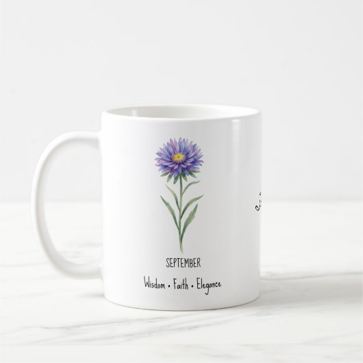 9月の誕生花マグカップ - シオン コーヒーマグカップ (左)