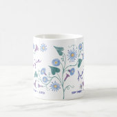 9月の誕生花 モーニンググローリーのカスタムネーム コーヒーマグカップ (中央)