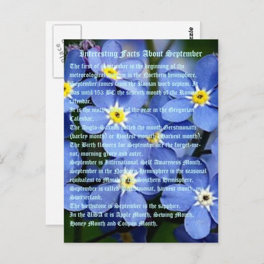 9月の豆知識 ポストカード (正面/裏面)