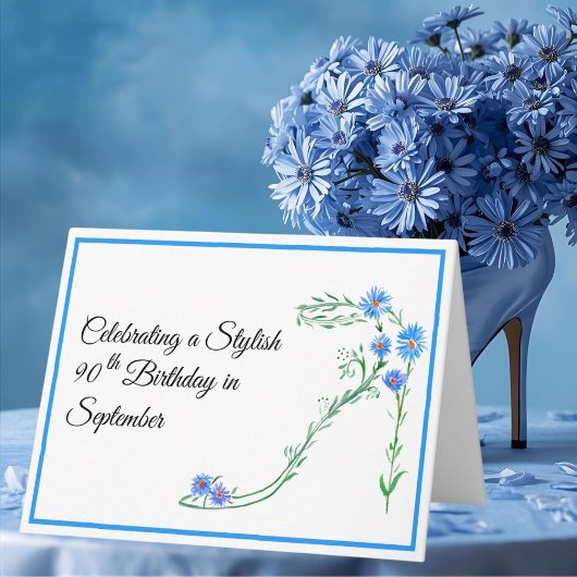9月の90歳の誕生日おめでとう ブルーアスターの花 カード