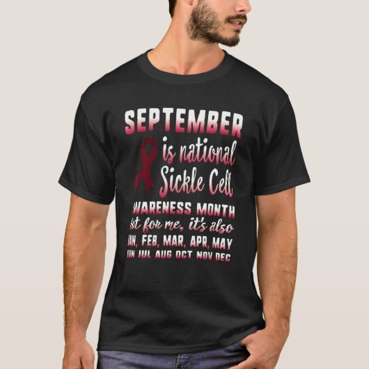 9月は国立鎌細胞認識度月 Tシャツ (正面)