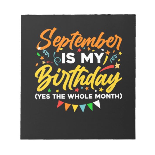 9月は私の誕生日で月中9月です ノートパッド (正面)