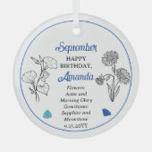 9月アスター | モーニンググローリー誕生日記念 ガラスオーナメント (正面)