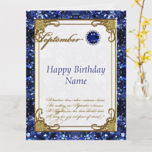 9月サファイア誕生日8.5 x 11 カード (黄色い花)