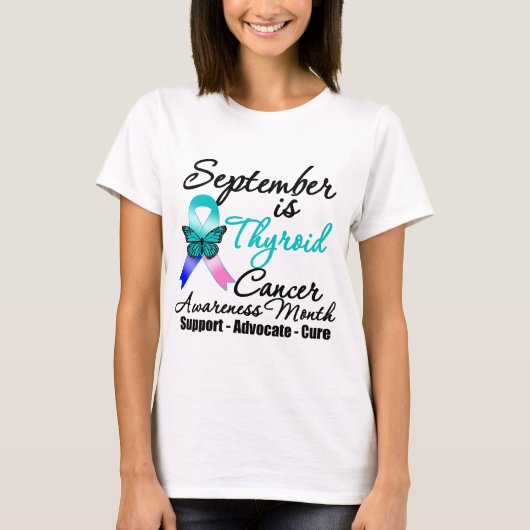 9月甲状腺がんに対する認識月 Tシャツ (正面)