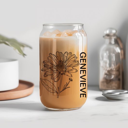 9月誕生フラワーアスター名前をカスタムする ガラス缶