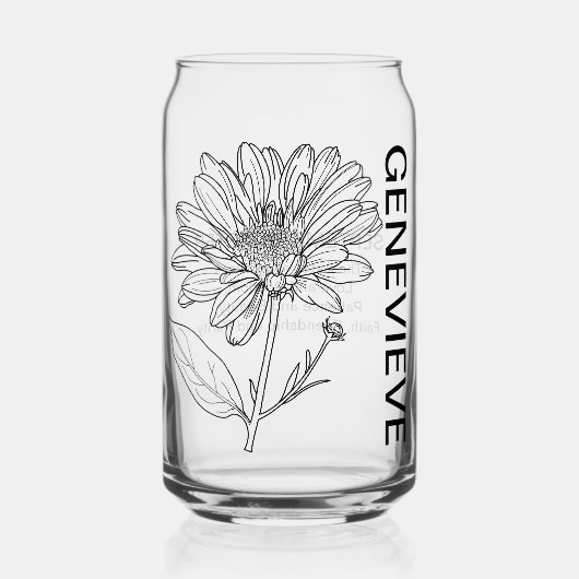 9月誕生フラワーアスター名前をカスタムする ガラス缶 (正面)