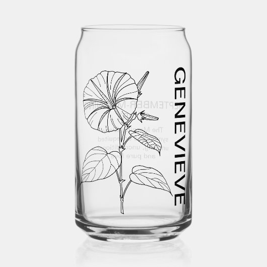 9月誕生フラワーモーニンググローリー名前をカスタムする ガラス缶 (正面)