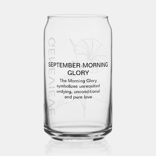 9月誕生フラワーモーニンググローリー名前をカスタムする ガラス缶 (裏面)