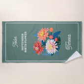 9月誕生フラワー名前をカスタムする ビーチタオル (正面)