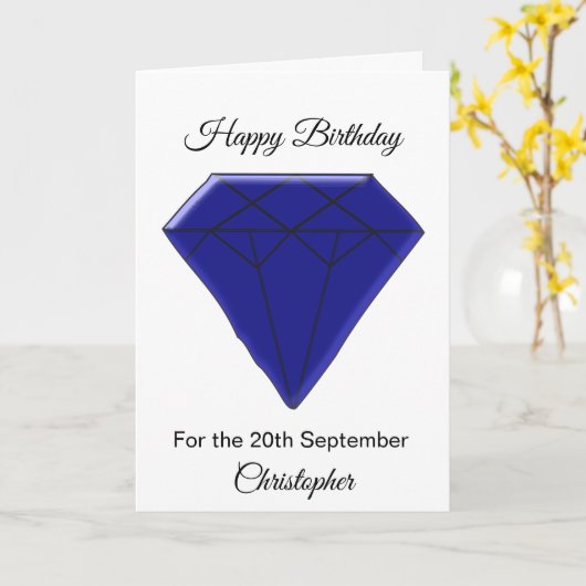 9月誕生日カード – サファイア カード (黄色い花)