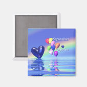 9月誕生日サファイヤハート マグネット (正面/裏面)