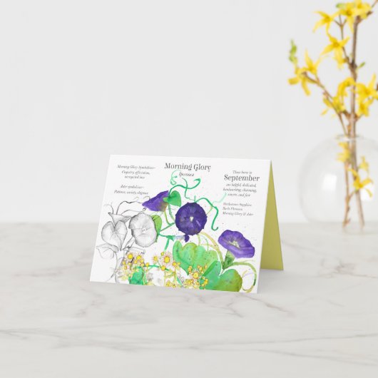 9月誕生日モーニンググローリーアスター誕生月 カード (黄色い花)
