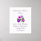 9月誕生月フラワーアスターパーソナライズされた キャンバスプリント (正面)