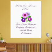 9月誕生月フラワーアスターパーソナライズされた キャンバスプリント (インサイチュ (リビング))