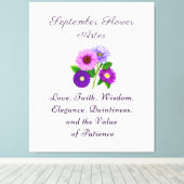 9月誕生月フラワーアスターパーソナライズされた キャンバスプリント (インサイチュ (ウッドフロア))