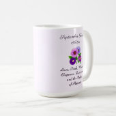 9月誕生月フラワーアスターパーソナライズされた コーヒーマグカップ (正面右)