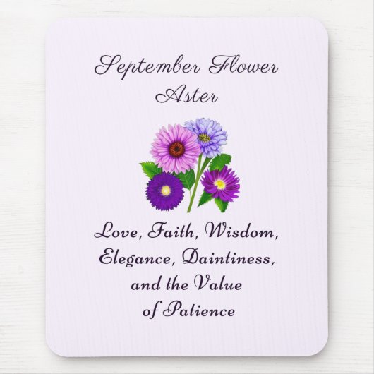 9月誕生月フラワーアスターパーソナライズされた マウスパッド (正面)