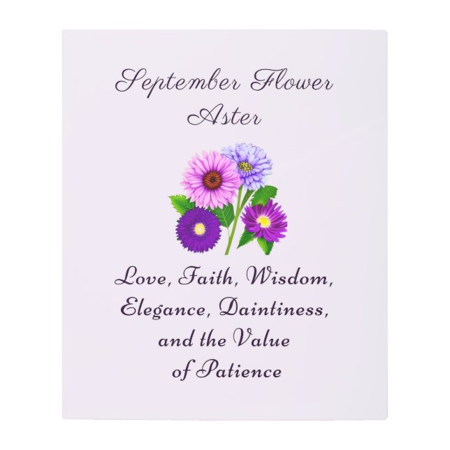 9月誕生月フラワーアスターパーソナライズされた メタルプリント (正面)