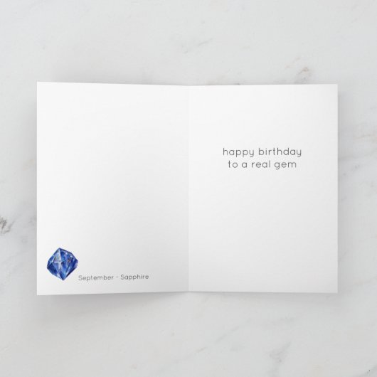 9月誕生石サファイア誕生日カード カード (内部)