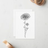 9月誕生花の誕生日カード、アスター ノートカード (正面/裏面インサイチュ)