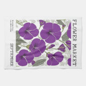 9月誕生花市場パープルモーニンググローリー キッチンタオル (横)