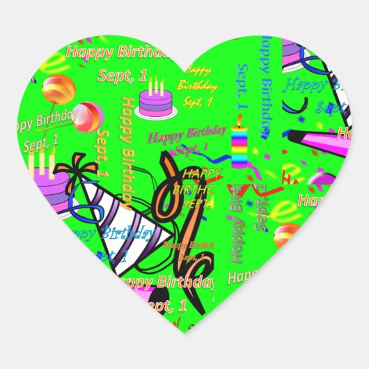 9月1日子供の誕生日 ハートシール (正面)