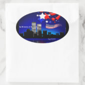 9月11日落ちた記念ステッカーの記憶 楕円形シール (バッグ)