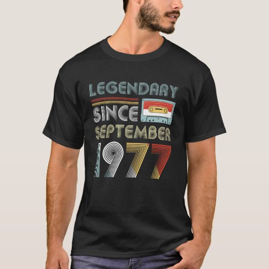 9月1977日の誕生日のヴィンテージ以来伝説 Tシャツ (正面)