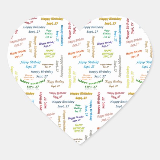 9月27日誕生日シール ハートシール (正面)