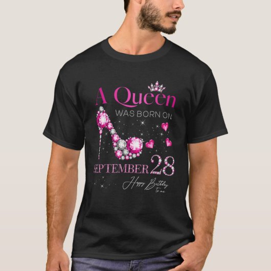9月28生まれ日28日に女王が誕生した Tシャツ (正面)