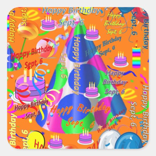 9月6日子供の誕生日シール スクエアシール (正面)