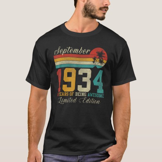 9月88日旧ヴィンテージ1934 88誕生日 Tシャツ (正面)