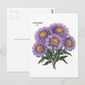 9月 アスター 誕生月 オーダーメイド フラワーアート ポストカード (正面/裏面)
