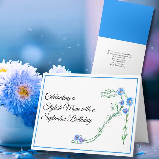 9月 誕生日 お母さん 青い シオン 花 カード