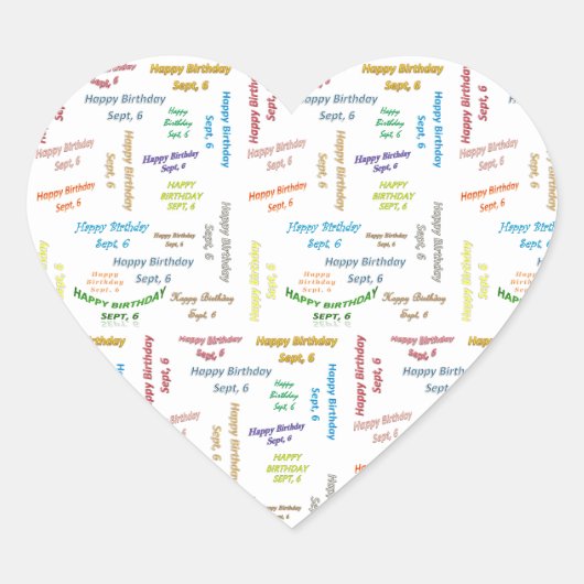 9月, 6誕生日ステッカー ハートシール (正面)