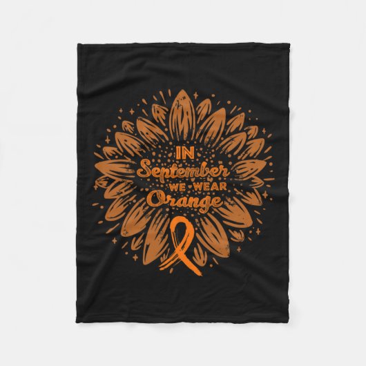 9月We衣服オレンジリボン白血病認識度 フリースブランケット (正面)