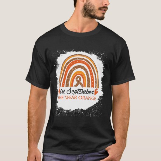 9月We衣服オレンジ漂白レインボー白血病 Tシャツ (正面)