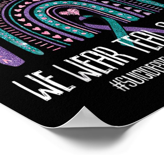 9月We衣服ティール(緑がかった色)紫の自殺予防A ポスター (角)