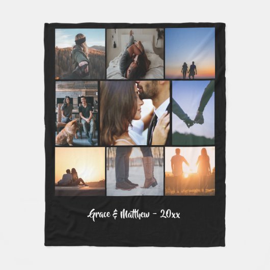 9枚のコラージュ写真パーソナライズされた フリースブランケット (正面)