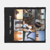 9枚のコラージュ写真パーソナライズされた フリースブランケット (正面(横))