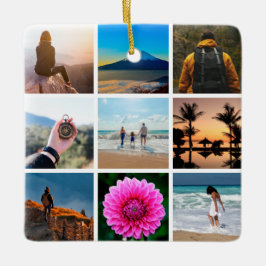 9枚のフォト写真コラージュをカスタマイズ セラミックオーナメント