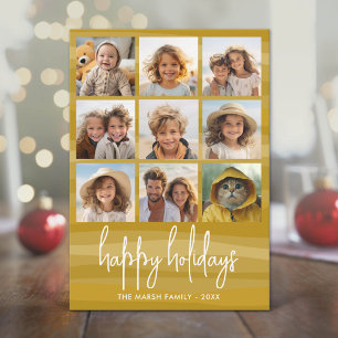 9枚の写真でオーガニックゴールドのクリスマスハッピー シーズンカード