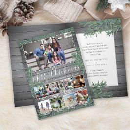 9枚の写真とキャプションChristmas Greenery & Gray Wood シーズンカード
