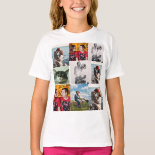 9枚の写真のオーダーメイドフォトコラージュ Tシャツ